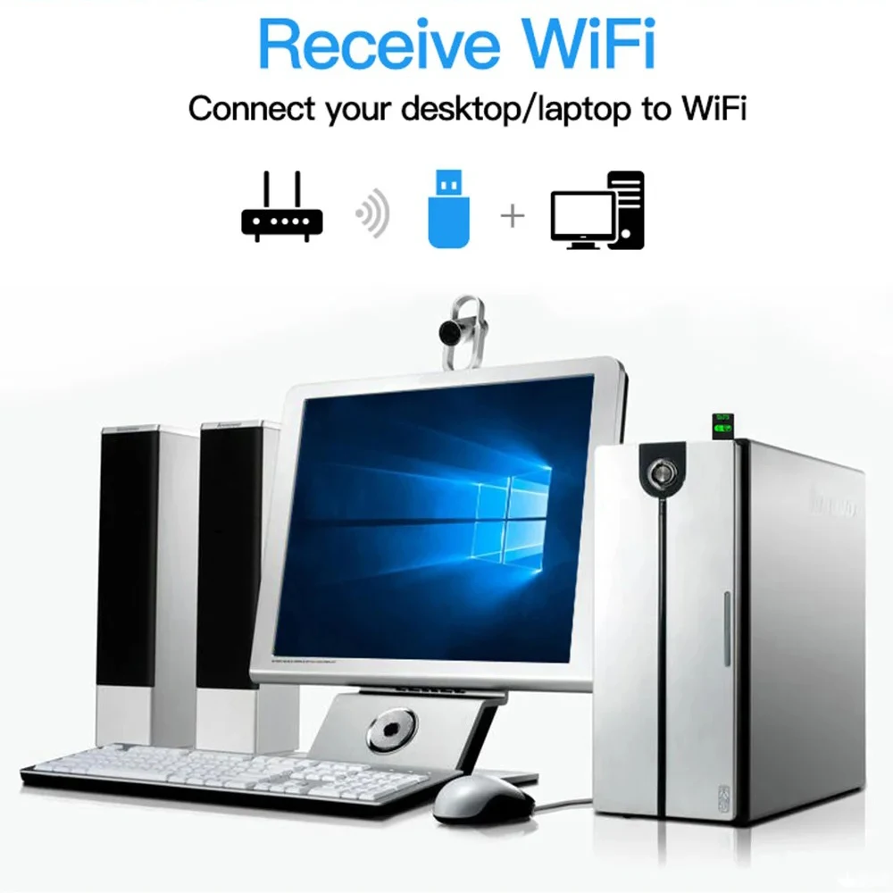 Kebidumei 2 IN 1 USB WiFi 블루투스 어댑터 600Mbps 2.4G/5GHz 듀얼 밴드 Wi-Fi 5 동글 무선 네트워크 카드 수신기 노트북 PC