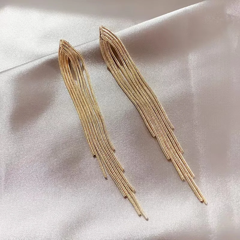 [DOROCY] 14k Vivian Colorbar Long Earrings 韓国アクセ Rope & Cubic Zirconia Chain Link Stud Hoop Earrings
