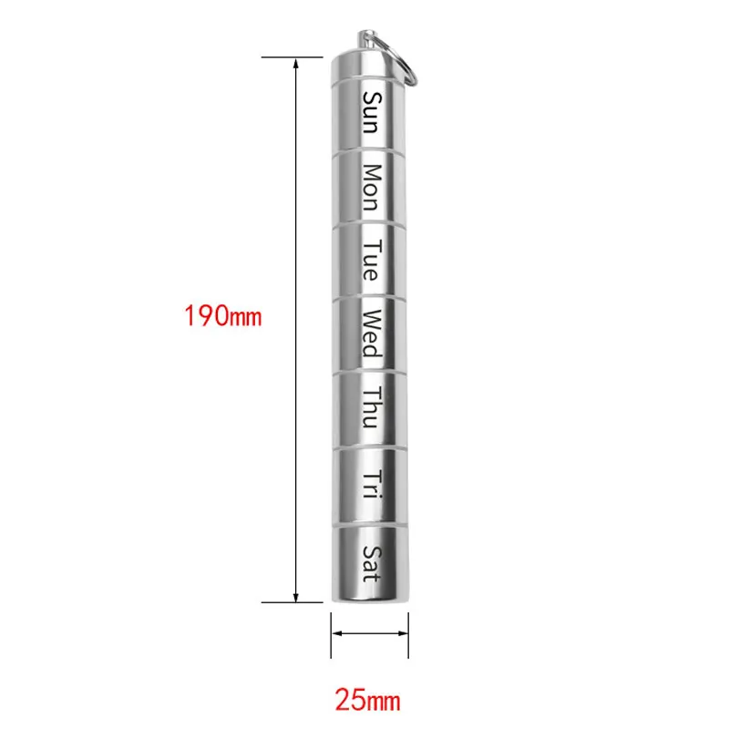 Aluminum Alloy Tube Travel Pill Box Holder Weekly Medicine Storage Organizer Container Seal Waterproof 7 Grids Medicine Case