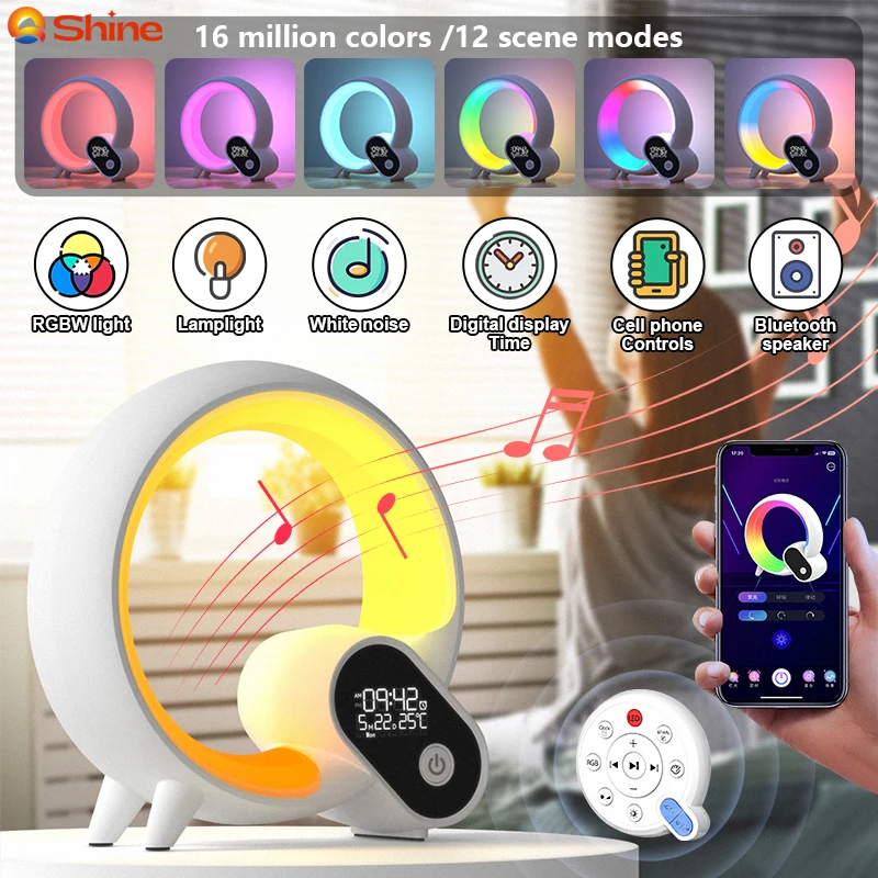 RGBAtmosphereLampNightLightAPPControlAlarmClockTimeDisplay