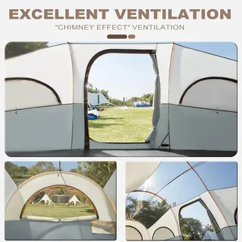 8 Person Tent for Camping, Waterproof Windproof Family Tent with Rainfly, Divided Curtain Design for Privacy Space 3