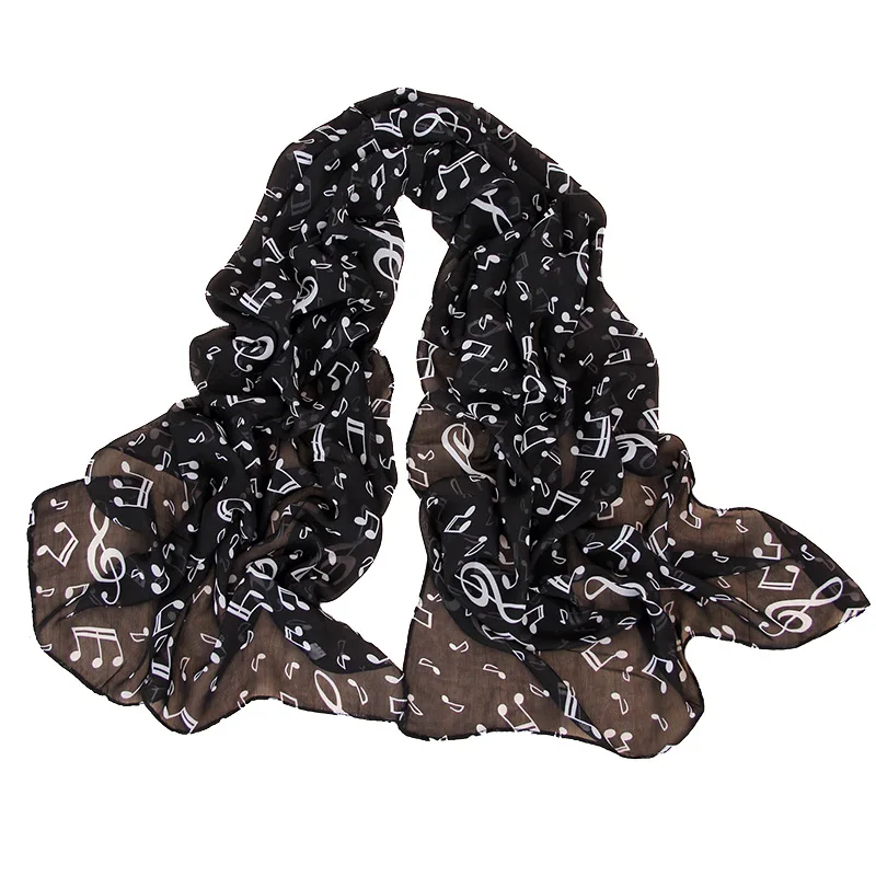 Fashion 2019 Woman Printed Scarf Long Music Symbol Note Chiffon Scarves  Shawl Bufanda Mujer Hijab Scarf Shawl Shawls and Wraps