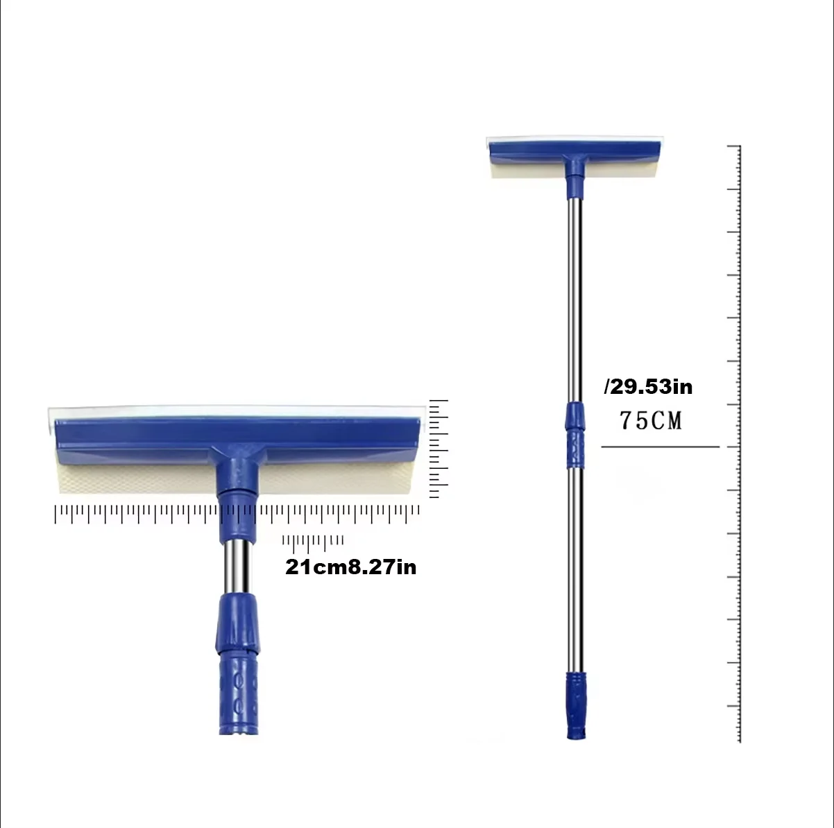 Window Cleaning Tool 2 In 1 Telescopic Glass Cleaner Wiper Long Handle Sponge Brush Mop Squeegee