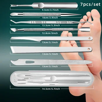 Kit Professionale per Unghie Incarnite - Lima, Sollevatori, Spingicuticole in Acciaio Inossidabile, Rimuovi Pelle Morta