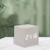 Voice Control Square Digital LED Alarm Clock Retro USB/AAA Powered Glow Clock Wood Multifunctional Desk Clock Gift 2