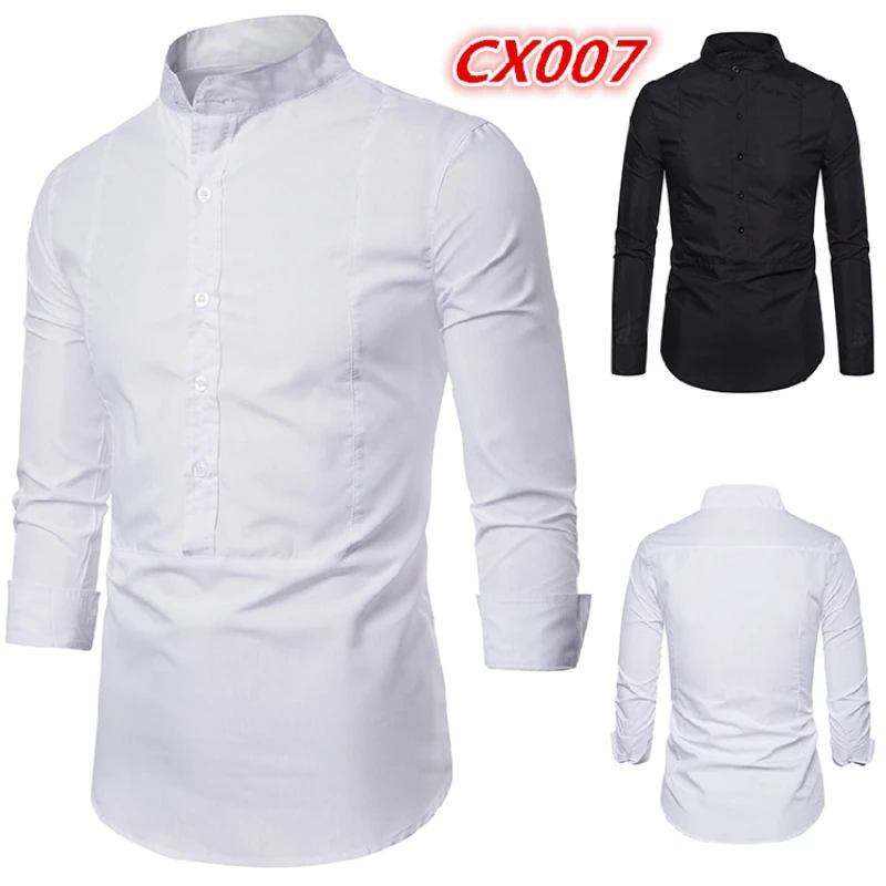 

European Size 2022 Autumn Black White Striped Shirt Men's Long-sleeved Korean Style Trendy Casual Tops Shirt Men Clothing