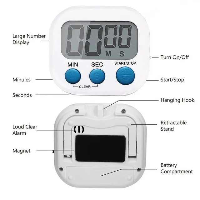 1PC LCD จับเวลาครัวดิจิตอลแม่เหล็กทําอาหารขนาดใหญ่นับถอยหลัง CLEAR Loud ALARM Stonego อุปกรณ์ครัวหน้าแรก 4