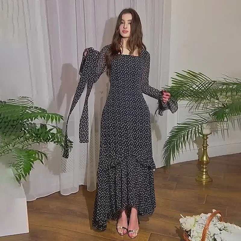 فستان حفلة عيد مسلم للنساء البولكا نقطة رمضان شيفو...