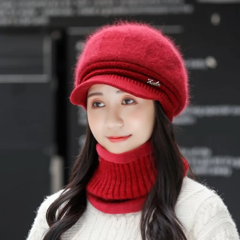 여성용 따뜻한 토끼 털 모자, 8 각형 모자, 한국 버전, 사이클링 귀 보호용 트렌디 엄마 모자, 겨울