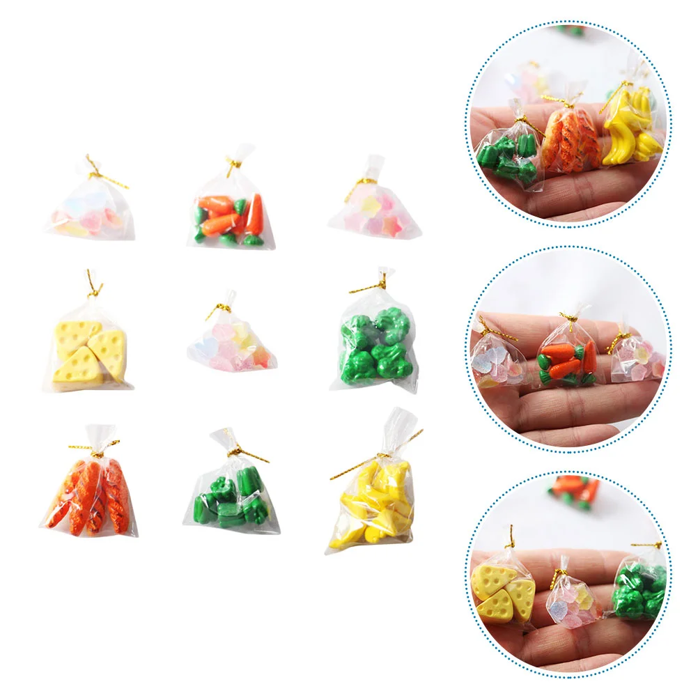 

9 Bags House Scene Layout Food Miniature Candy Bread Vegetable Mixed Style