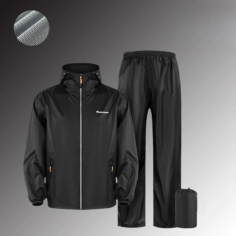 Men's and Women's Electric Car Riding Fishing Suit Reflective Raincoat Rain Pants Set Full Body Rainstorm Protection