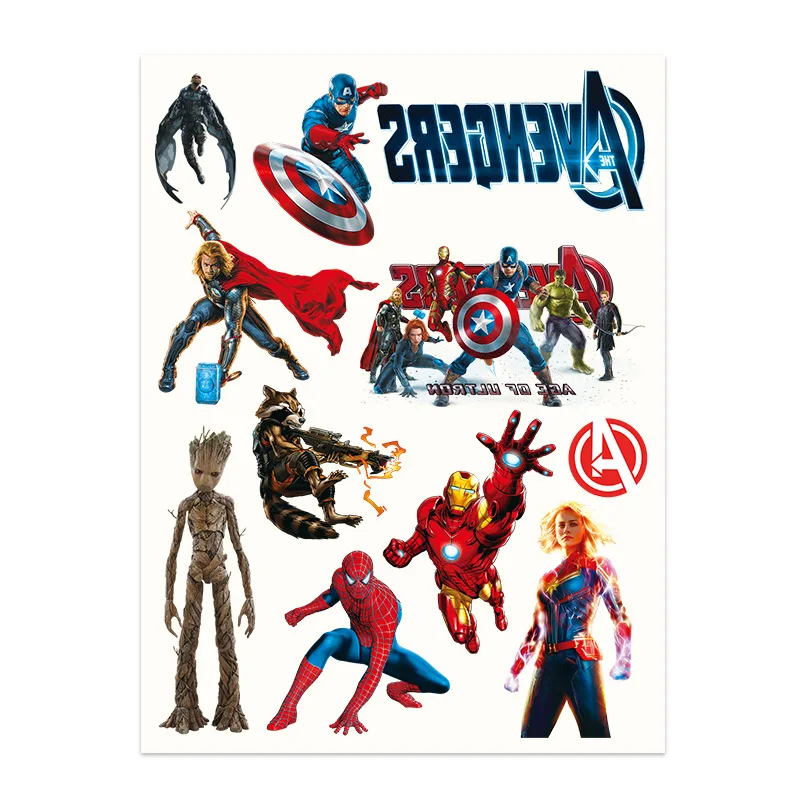 Avengers Iron Man Tattoo Stickers Temporary Tattoos For Kids Birthday Party Cute spider man Tattoos Stickers Decoration 4Pcs/set