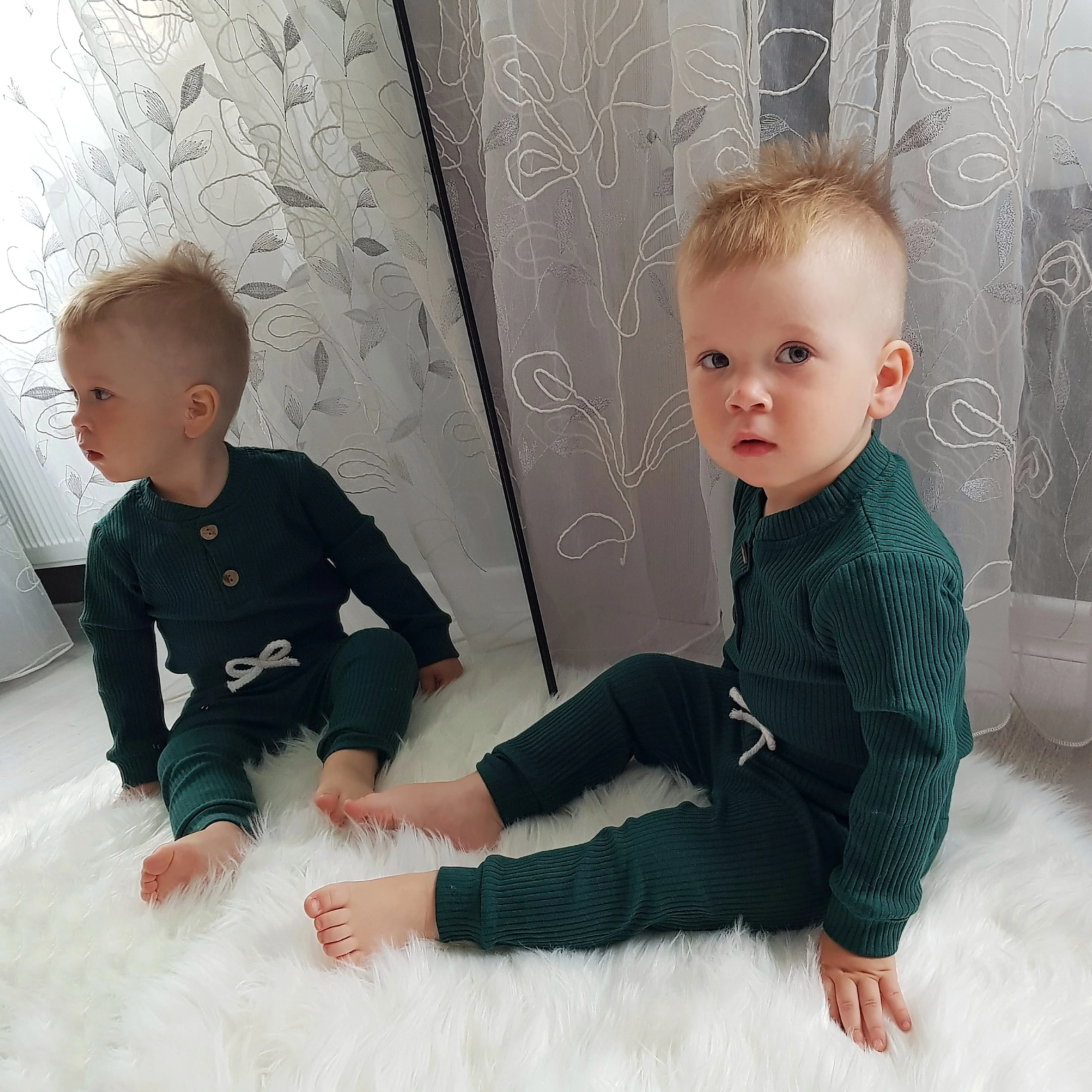 Newborn Baby Boys Girls Clothes Set Cotton Solid Knitted Ribbed Long Sleeve Bodysuit and Pants Infant Clothig Outfits Baby Clothing Set discount