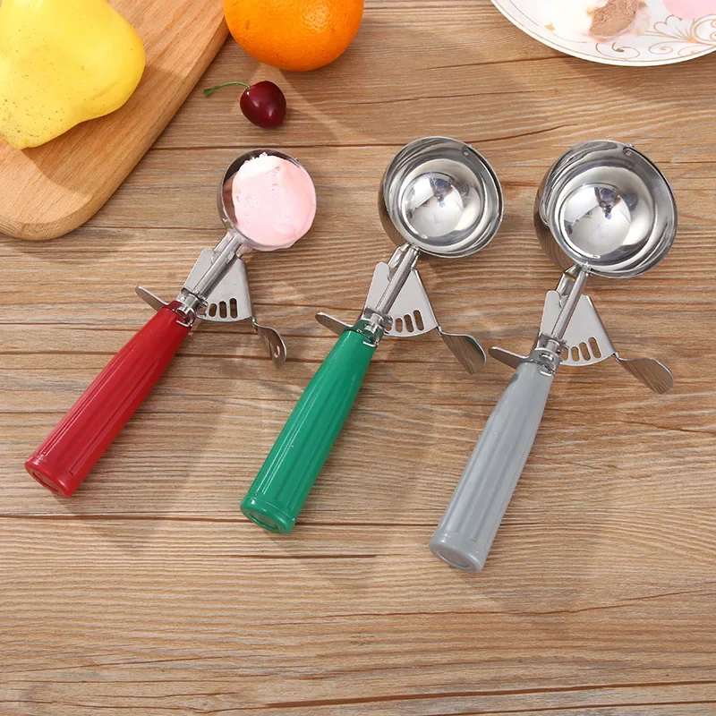 Stainless Steel Ice Cream Scoop Ice Ball Maker Frozen Yogurt Cookie Dough Meat Balls Cream Spoon Tools Watermelon Spoon