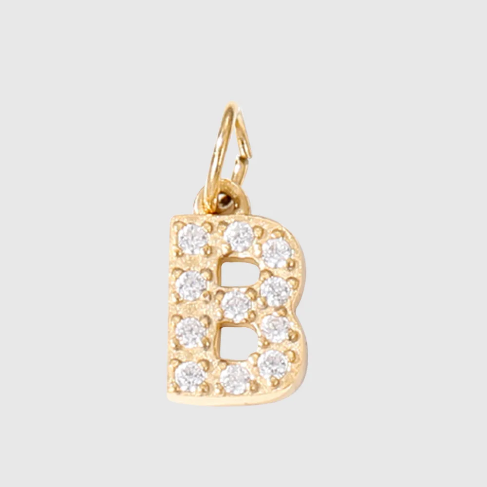 Stylish Chic Elegant 26 English Letter Pendant with Zircon 14k Gold Plated Pendant DIY Jewelry Accessories 7