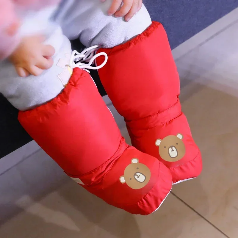 Baby Shoes Baby Boots Winter Snow Boots Winter Baby High Top Cotton Shoes 0-1 Year Baby Warm Boots Windproof Waterproof Shoes Cartoon Kids Leg Warmers