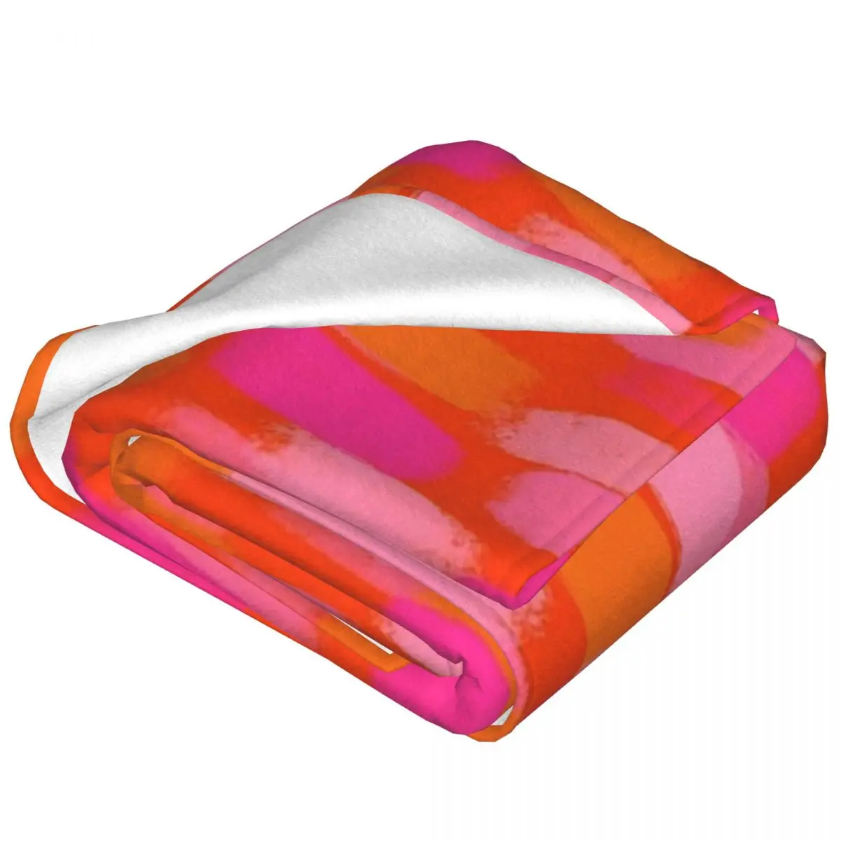 Abstract, Pink And Orange, Paint Brush Effect Blanket Fleece Multi-function Throw Blankets Blanket For Home Throws Bedspread 4