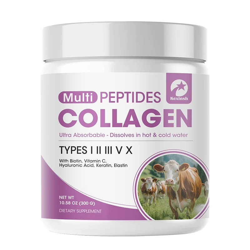 Kexinsh Multi Collagen Peptides Powder with Hyaluronic Acid Vitamin C & Biotin Type I II III V X Hydrolyzed Collagen Supplement