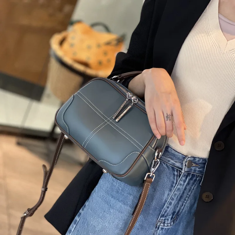 Bolso De Piel De Napa Real Suave Con Cremallera Para Mujer, Con Solapa Frontal Y Doble Sección De Giro Para Tarjeta De Crédito, Black, Talla única, Casual
