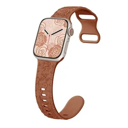 Roses Engraved Bracelet Strap - 44 45 49(10 11 - 46)MM (13 brown)