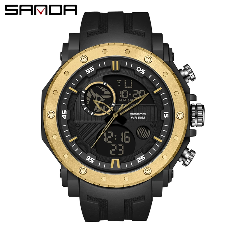 SANDA Luxury Brand Men's Military Sports Watches Men Digital Watches S-Shock Waterproof Wrist Watch For Mens Relogio Masculino 