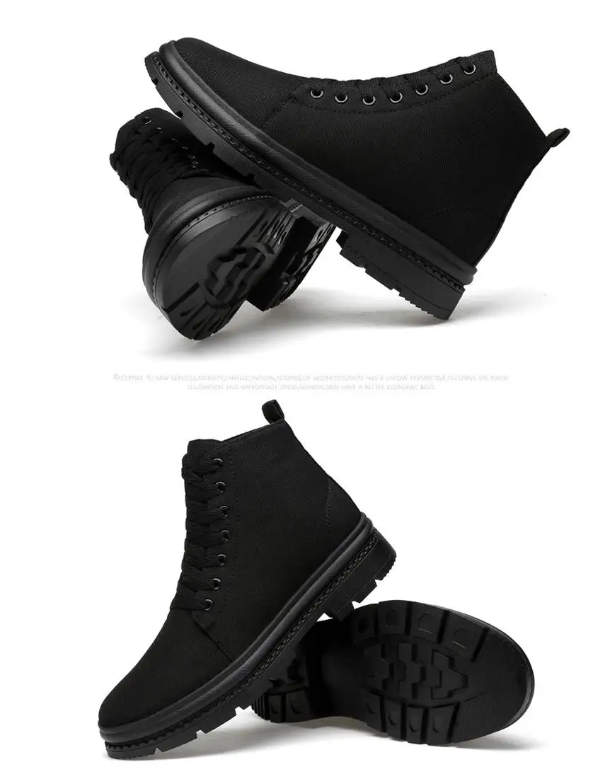 Men's Elevator Boots Casual Canvas High Top Height Increasing Shoes_voghion.com