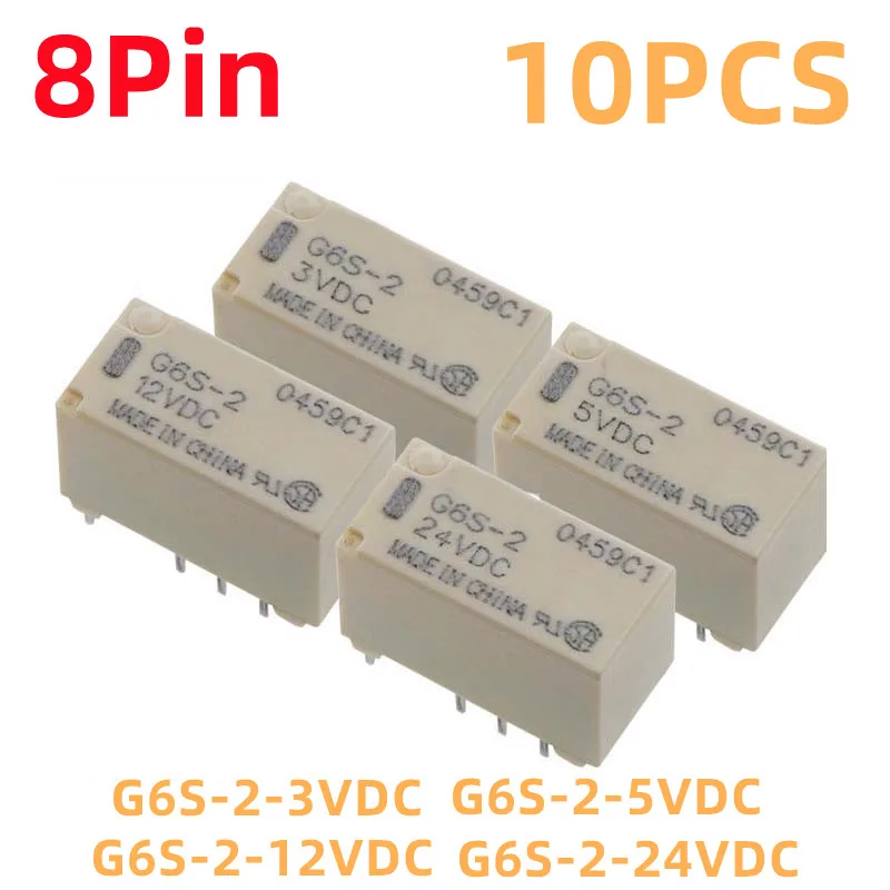 Relés G6s-25vdc G6s12vdc G6s-2-24vdc G6s-2-24vdc dc 3v 5v 12v 24v 8pin Novo 10 Pcs G6s23vdc