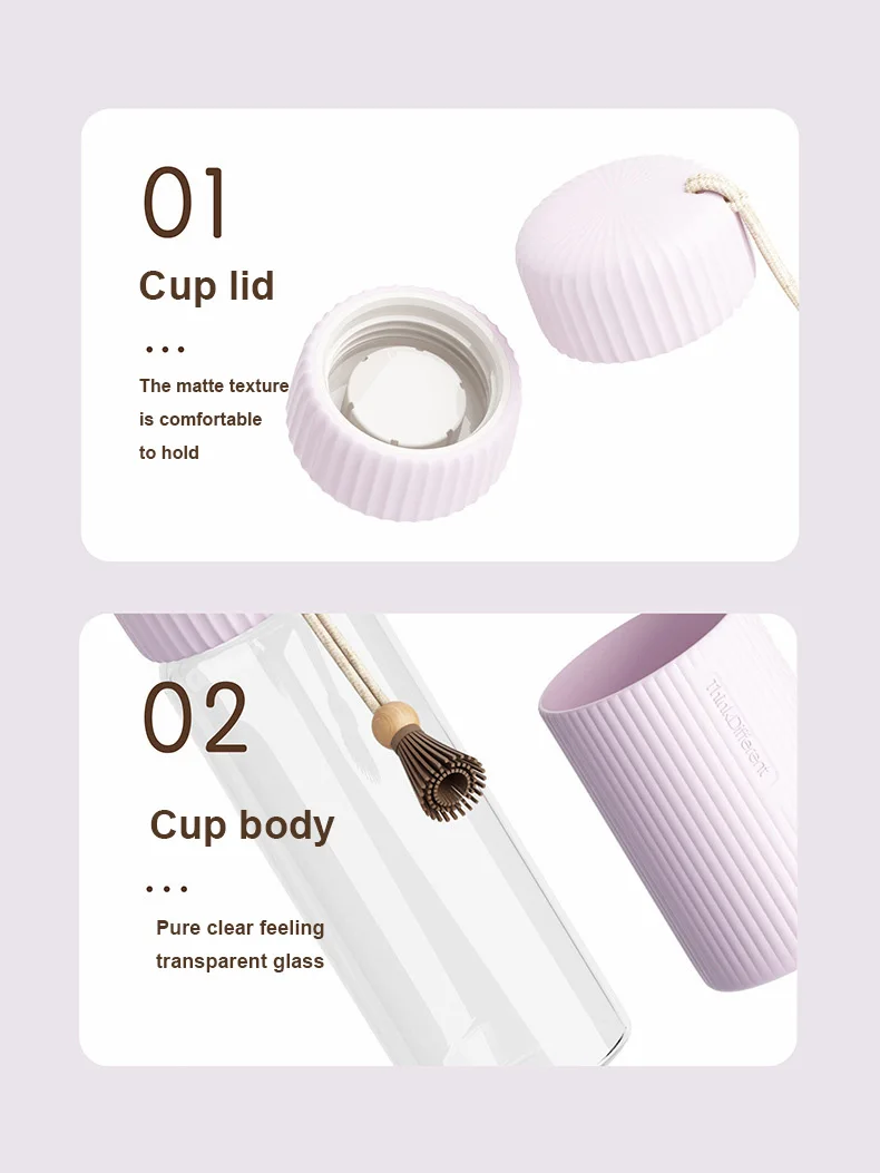 Description Picture 5 of item350ml Small Transparent Glass Water Bottles For Girls Creative Drink Kawaii Water Bottle With Student Portable Travel Tea Cup