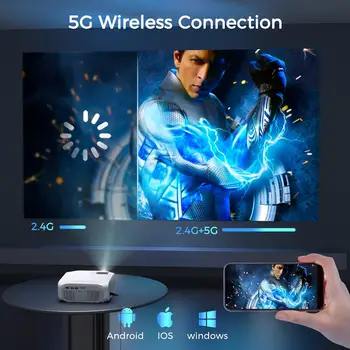 FUDONI Projector with 5G WiFi and Bluetooth, 12000L Outdoor Movie 2