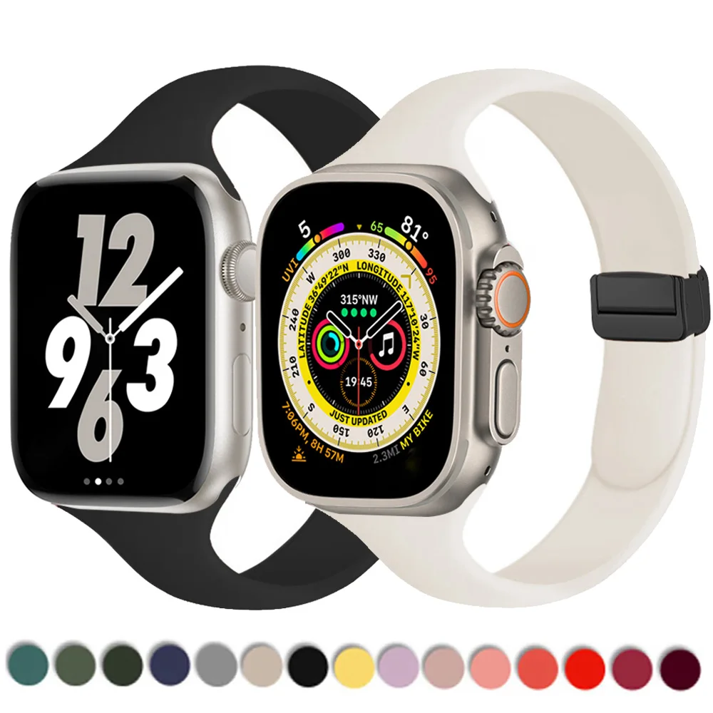 Cinturino in silicone magnetico per cinturino Apple Watch 45mm 44mm 49mm 41mm 40mm 38mm 49 mm correa Bracciale serie iWatch 3 7 6 se 8 Ultra_voghion.com