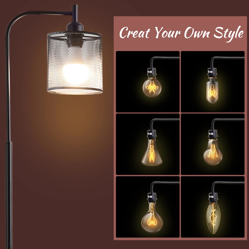 Voltsify Industrial Metal Floor Light with Mesh Lampshade