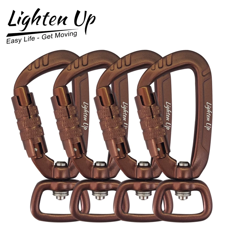 Climbing Carabiner 4/1PC 4KN Swivel Auto Self Lock Heavy Duty Hook Dog Leash Clip Snap 7075 Aviation Aluminum