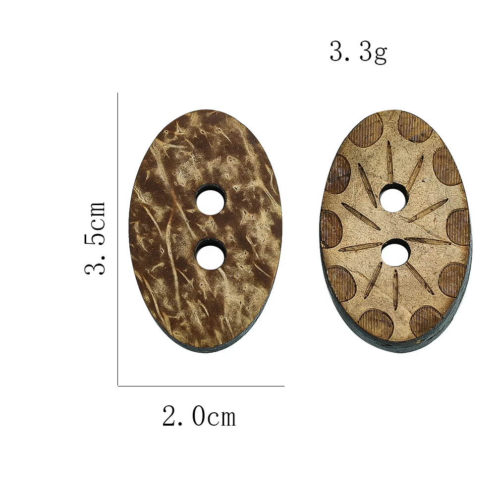 Lèvent à Motif de Coquille AMP Naturelle Ovale Mixte, 2 Trous pour la Décoration de Vêtement, Accessoires de Couture Faits à la Main, 35mm, 10 Pièces