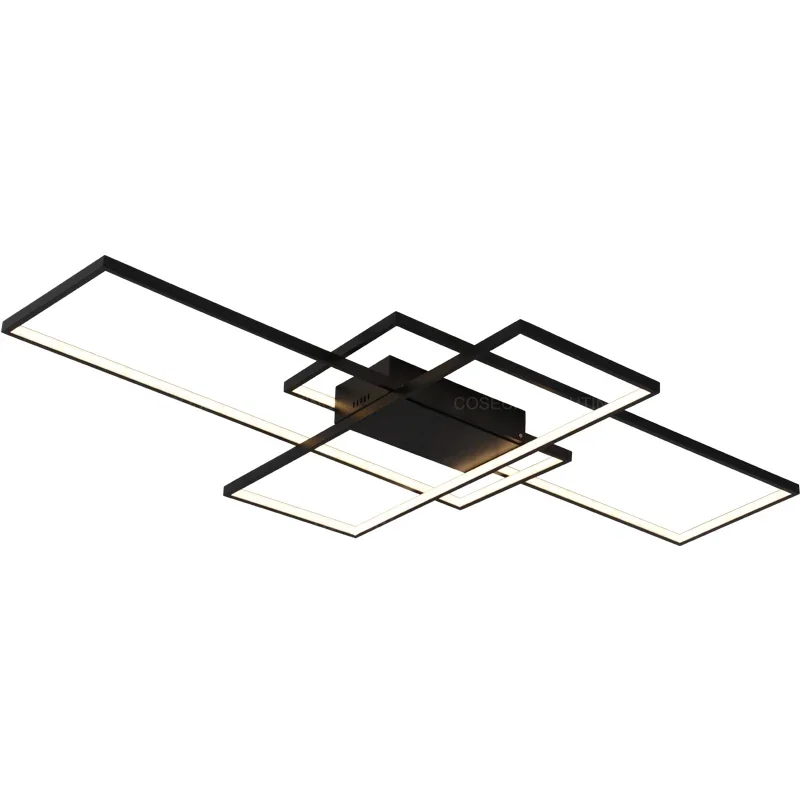 

rectangular LED ceiling lights for living room black white dimmable lamp remote control for foyer kitchen ceiling flush lighting