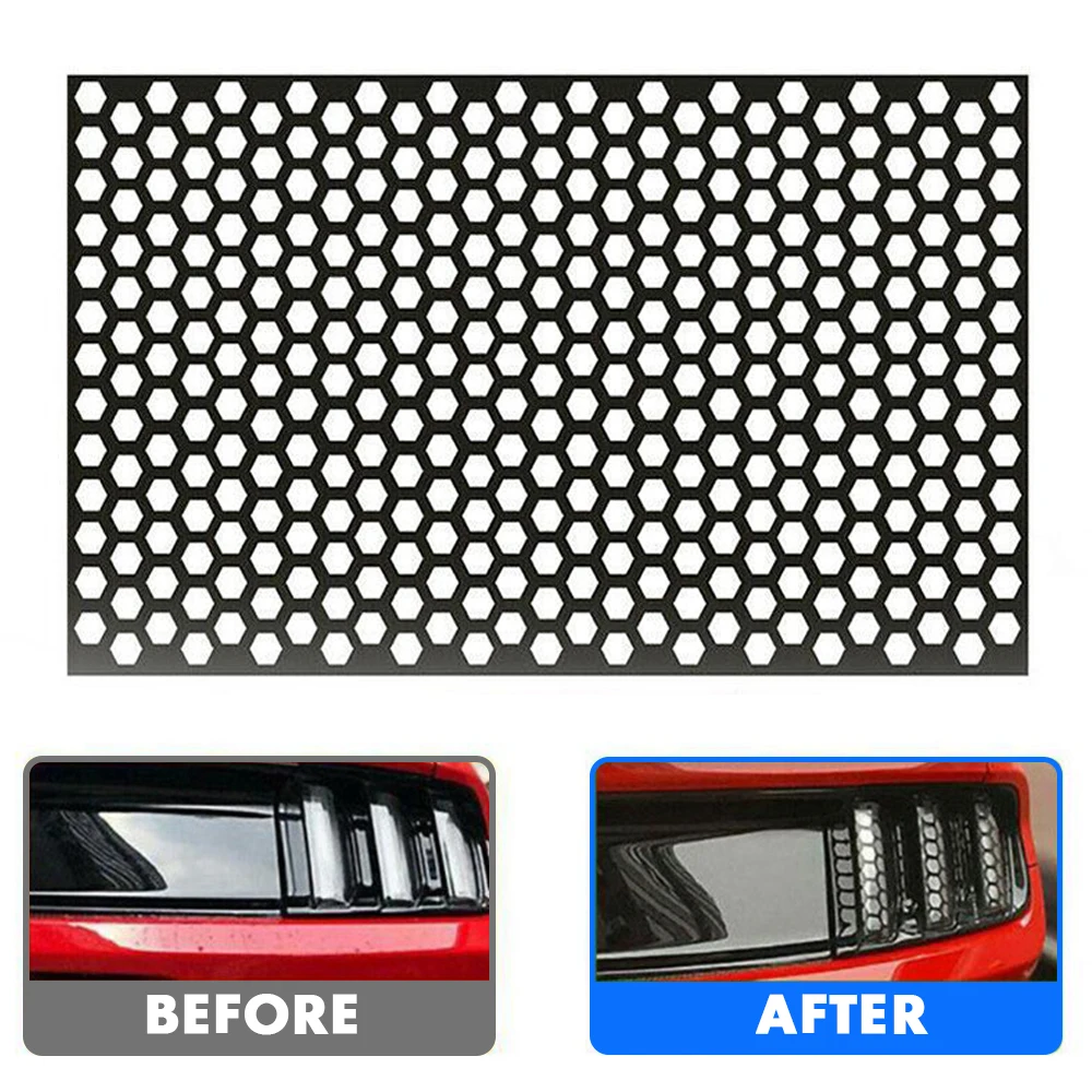 Car Tail Light Decals Car Sticker Tail Lamp Cover Car Rear Tail Light Lamp Stickers Universal Automotive Black Honeycomb Taillight Cover DIY Fog Light Smoke Film Decal Sticker