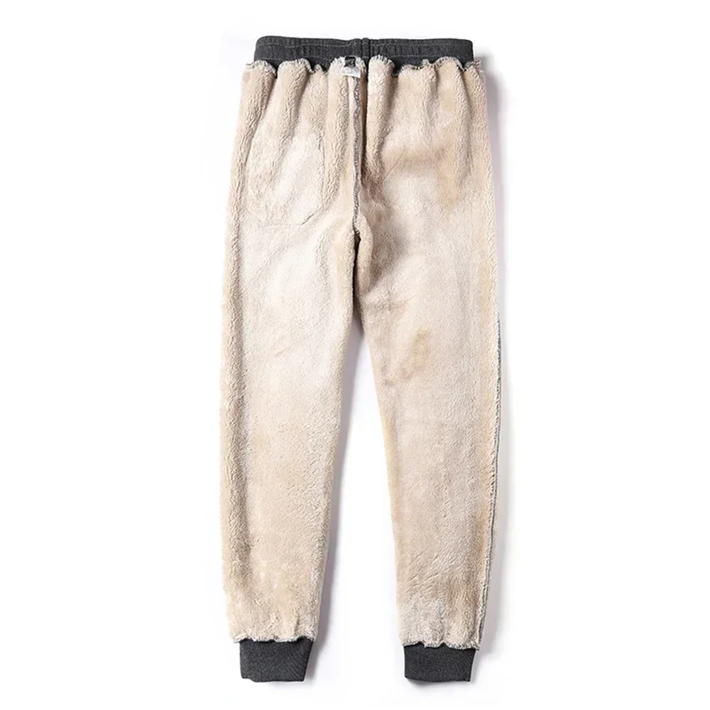 Winter Pants Men Fur Lined Joggers Men Thick Sweatpants