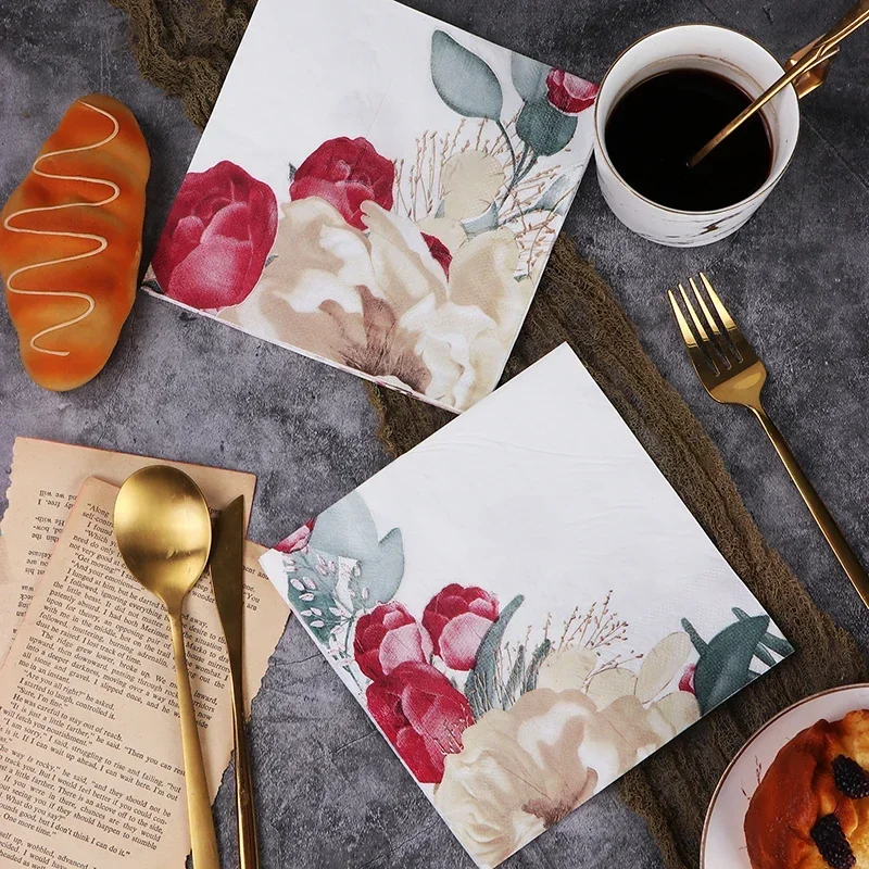 New Chinese Chinese Style Colorful Printing Paper Napkins Wedding Paper Butterfly Bone Bart Napkins Placemat 20pcs