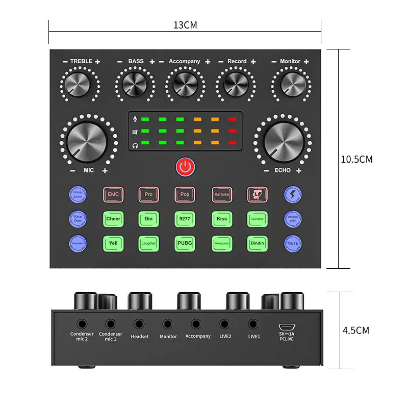 Audio Mixer Likheung V8 V8S USB External Headset Microphone Webcast Personal Live Broadcast Sound Card For Phone Computer
