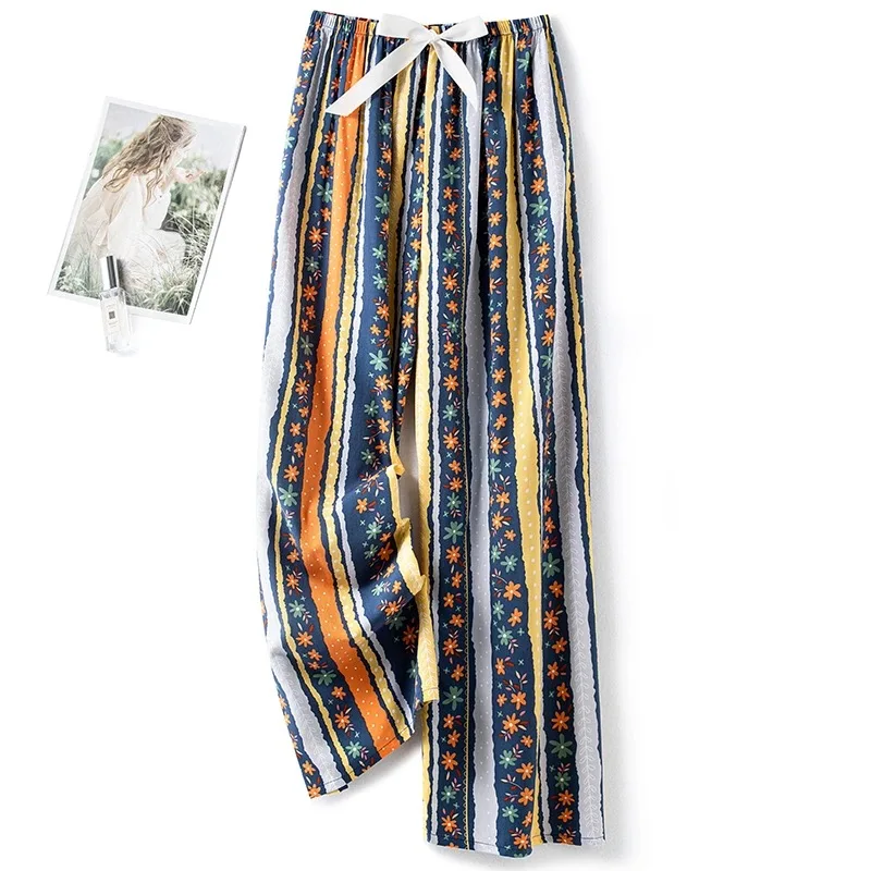 Women Cotton Casual Trousers Summer Loose Pajamas Home Pants Thin Wide Leg Pants Fashion Oversized Sleep Bottoms Korean Pants_ecoleips.com
