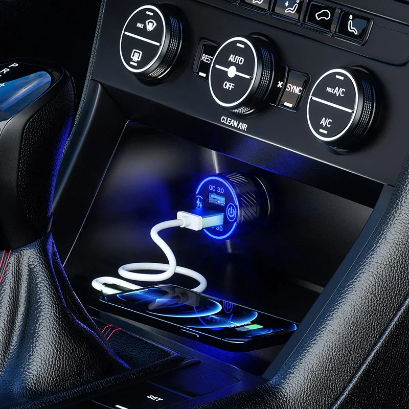 Caricabatterie Da Auto USB C 36W Doppia Porta – Ricarica Rapida, Interamente In Metallo, Design Compatto, Bianco
