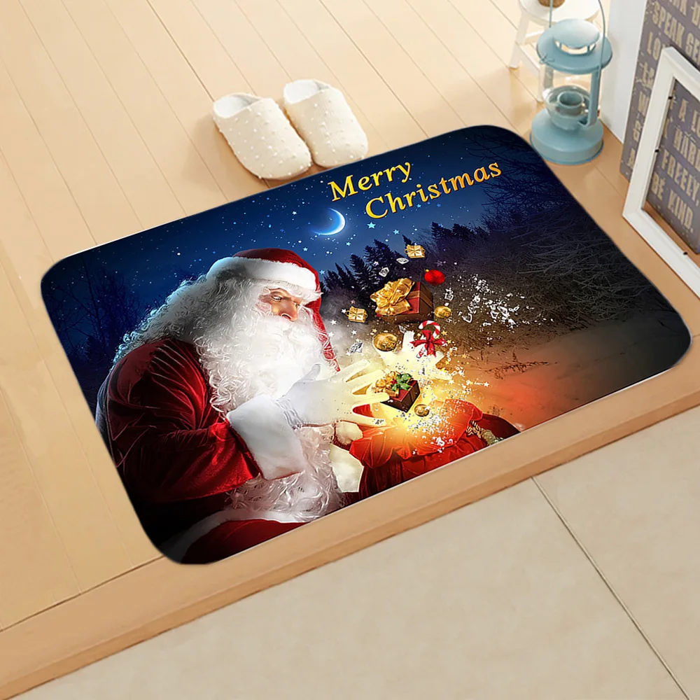 

Рождественский коврик 40x60 см, Рождественский коврик с Санта-Клаусом, добро пожаловать, Противоскользящий коврик, фланелевый напольный коврик с Санта-Клаусом, Рождественский Декор