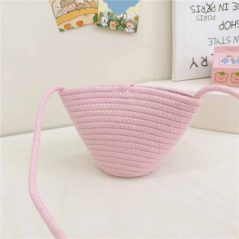 HelloKittynewwomen's bag fashionable straw one-shouldercross-body children's bag cartoon cute plush accessories baby storage bag
