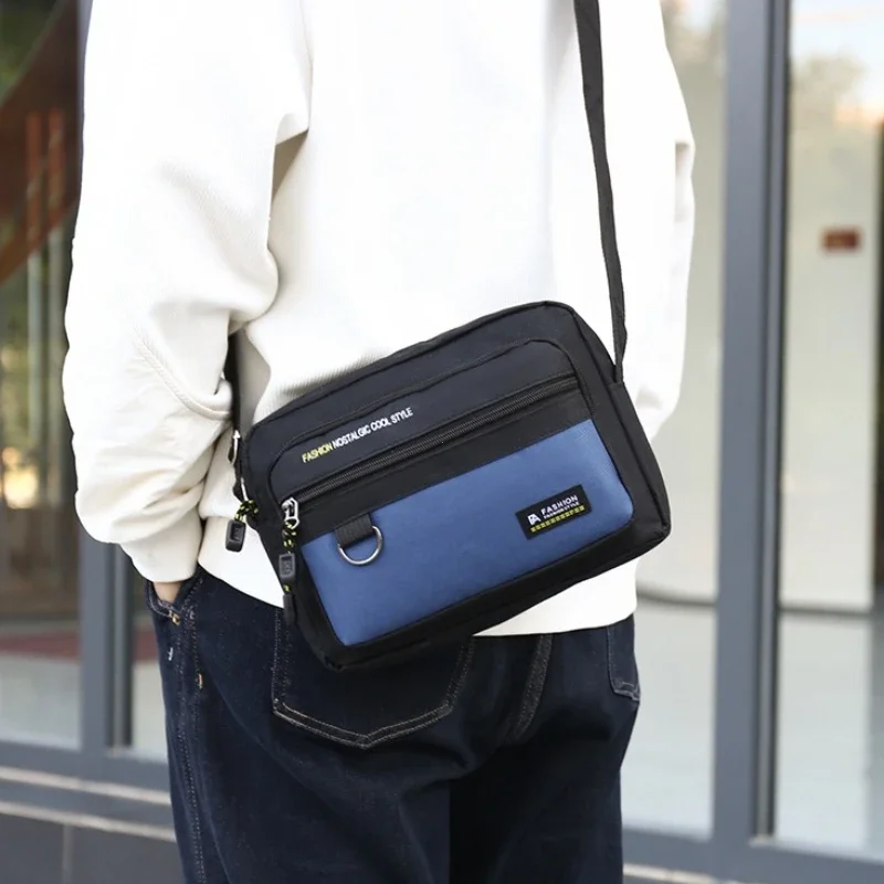 New Multi-pockets Men's Shoulder Bag Waterproof Large Capacity Men's Business Bag Work Travel Canvas Crossbody Bag for Male