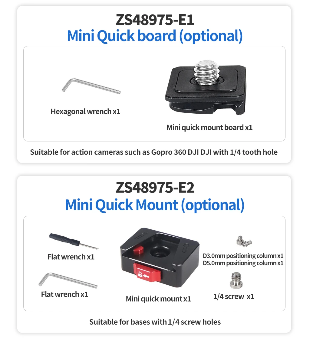 Description Picture 2 of itemMini Monitor Mount Plate Quick Release Clamp Fast Switch Install System 1/4 Screw for SLR Camera Tripod Slide Rail Stabilizer