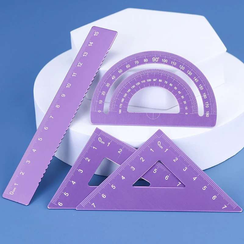 Aluminum Alloy Multifunctional Set of Rulers Rulers Triangles Metal Stamping Processing Precision Math Drawing Tools