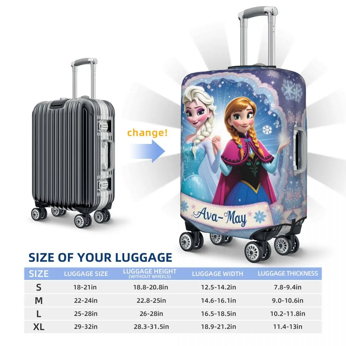 Frozen Anna Elsa Cartoon Suitcase Cover Holiday Travel Useful Luggage Case Protector 6