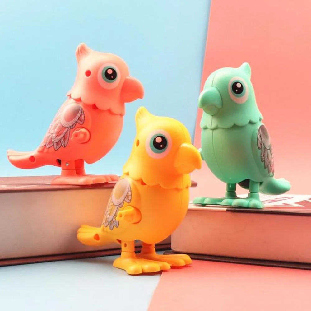 

Funny Jumping Parrot Wind Up Toys Cartoon Bird Clockwork Toy Model Toy Game Educational Toys for Children Kids Gift Random Color