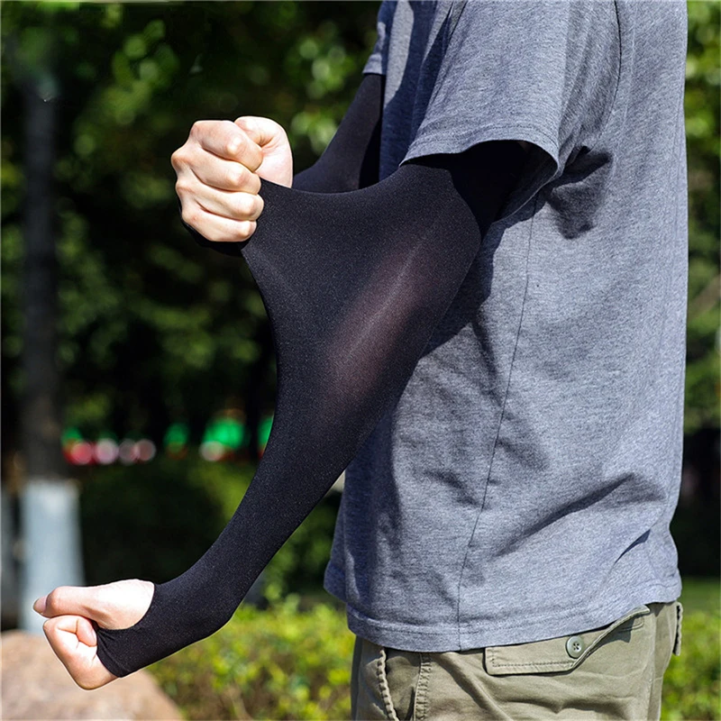 Summer Cool Arm Sleeve Finger Sleeve Ice Cool High Elasticity Outdoor Cycling Fingerless Fishing Customized Ice Silk Sleeve