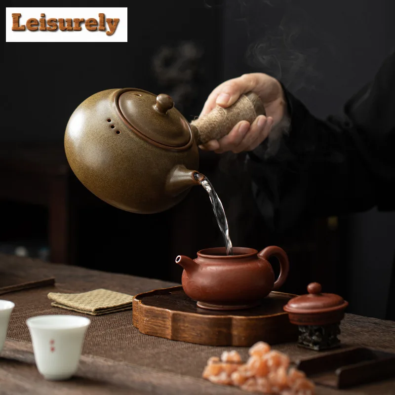 Retro Tea Dust Glaze Charcoal Stove Dry Burning Side Handle Pot Carbon Wind Furnace Small Warmer Tea Stove Boiling Water Kettle