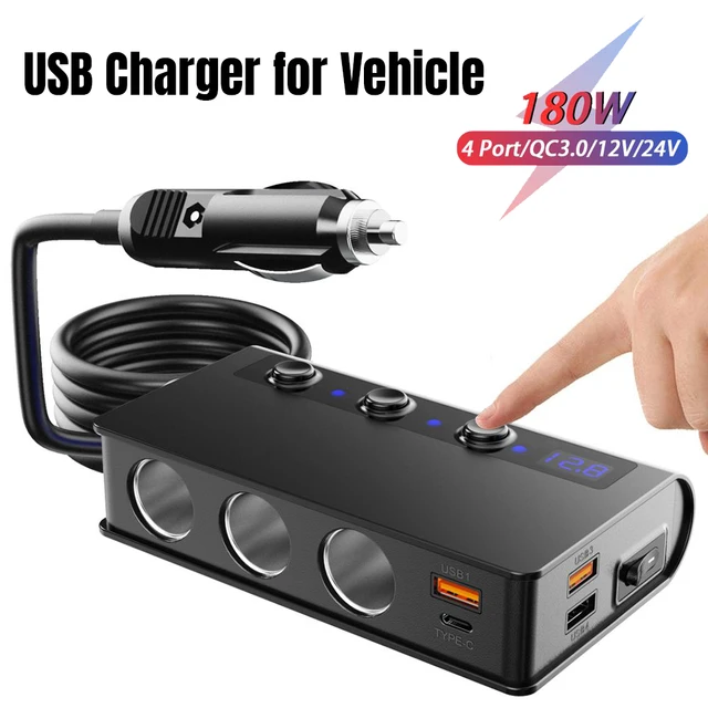 Caricabatteria da auto USB da 66 W ricarica rapida PD QC3.0 con voltmetro presa accendisigari adattatore di alimentazione per iPhone 11 12 Samsung Xiaomi  34